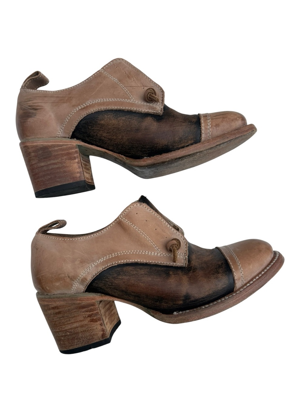 Freebird Catalina Leather Oxford Heels 8 Distressed Lace Up Shoes Bootie Boot - Picture 8 of 11